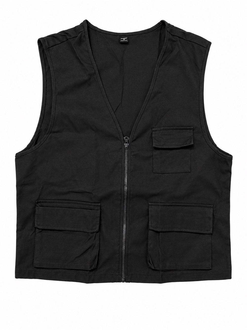 MANFINITY Men's Black Utility Cargo Vest Size M Multi Pocket Full Zip Streetwear